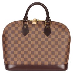 LOUIS VUITTON Damier Ebene Beschichtetes Segeltuch & braunes Kalbsleder Alma PM