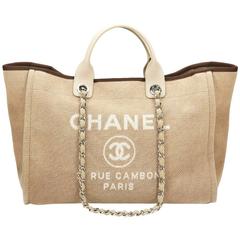 2013 Chanel Beige Canvas Large Deauville Tote