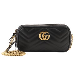 Gucci GG Marmont Triple Zip Chain Bag Matelasse Leather Mini