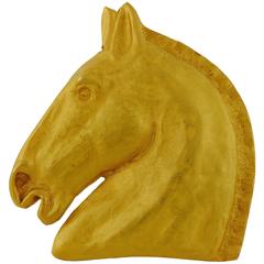 Hermes Vintage Massive Gold Tone Horse Head Brooch