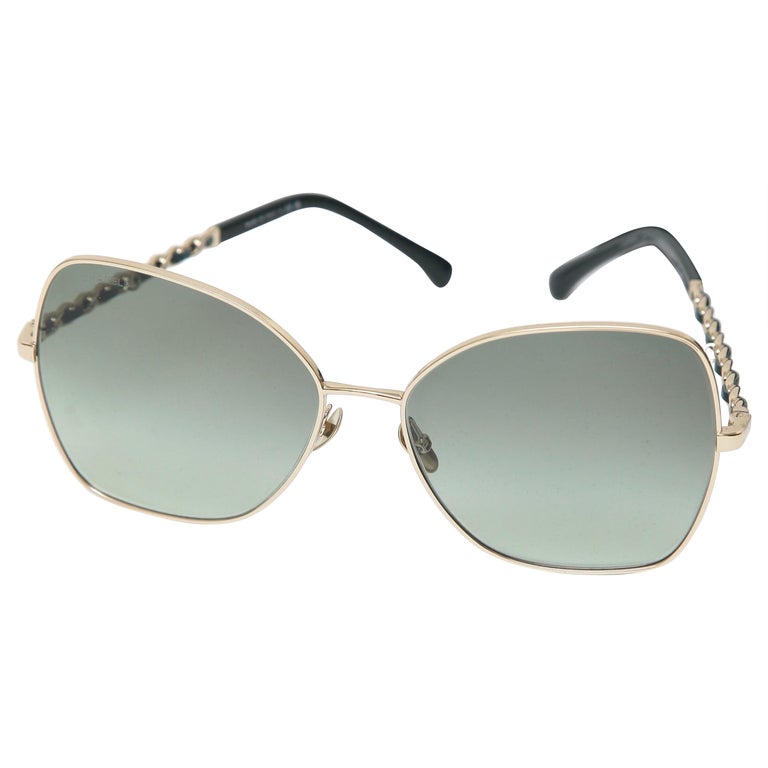 CHANEL Sunglasses Butterfly Eyeglasses 4274-Q Dark Green Gold