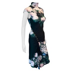 Roberto Cavalli F/W 2004 Cheongsam Bodycon-Midikleid mit Blumendruck