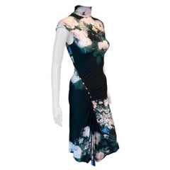 Roberto Cavalli F/W 2004 Cheongsam Bodycon Floral Print Midi Dress