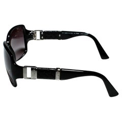 New Fendi Black Buckle Leather Sunglasses with Case