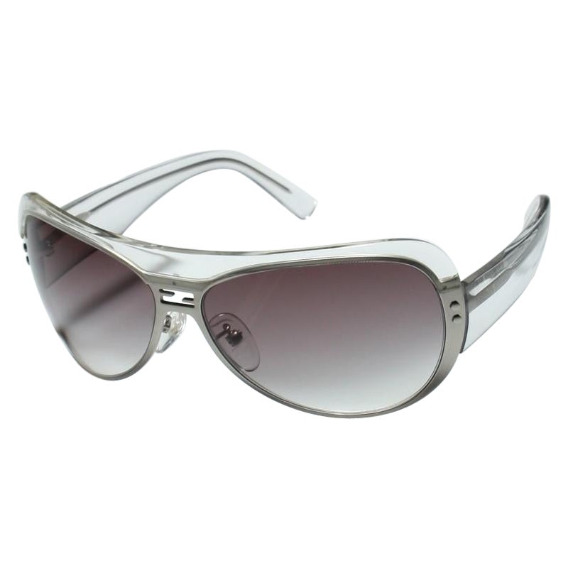 New Fendi Clear Lucite and Silver Sunglasses with Case