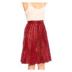 1950S Red & Black Silk Taffeta Checkered Skirt