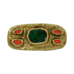 Retro French Artist Willy Gilt Bronze and Enamel Pin Brooch, 1950s