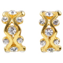 Yves Saint Laurent YSL Paris Jeweled Hoop Clip Earrings