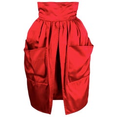 Balenciaga Red Satin Skirt