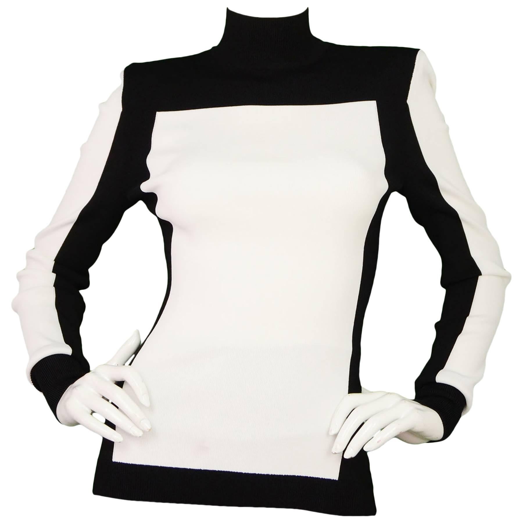 Balmain x H&M Black and White Long Sleeve Turtleneck with Zipper Sz 6