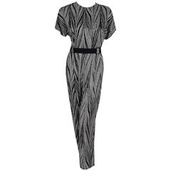 Vintage 1989 Gianni Versace Black & Ivory Zebra Stripe Print Silk Hourglass Jumpsuit 