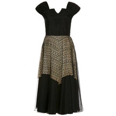 1940’s Monica Black Dress With Cream Guipure Lace
