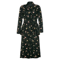 Vintage 1940’s Black and Floral Peplum Shirt Rayon Tea Dress