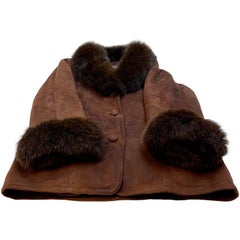 Hoher Schafsfellmantel aus Shearling in ausgezeichnetem Zustand mit echtem Pelz in brauner Farbe