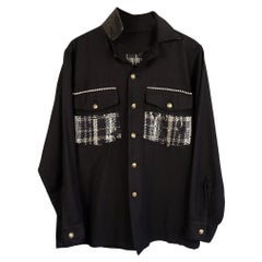 Crystal Embellished Jacket Black Tweed Vintage Repurposed J Dauphin Large