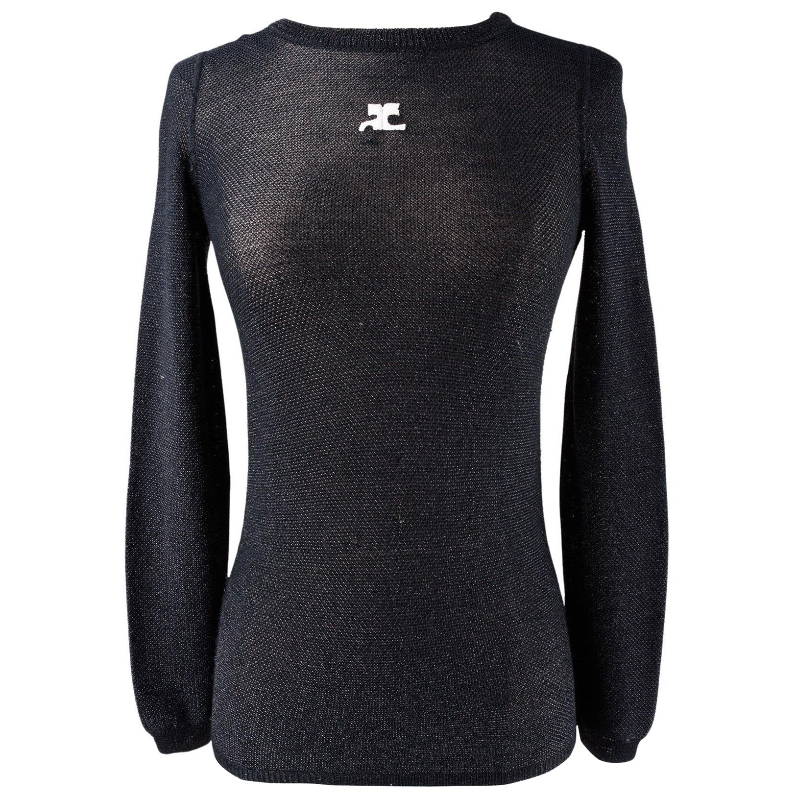 Silver lurex and knitted pullover by André Courrèges - France Circa 1970-1980 For Sale
