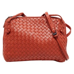 Bottega Veneta Red Intrecciato Woven Nappa Leather Nodini Crossbody Bag -  Yoogi's Closet