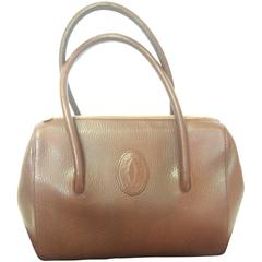Vintage Cartier classic brown leather handbag with logo.  les must de Cartier