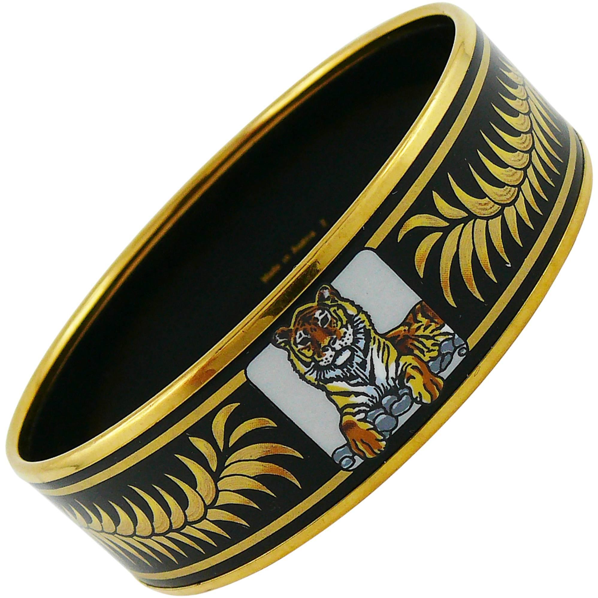 Hermes Rare Tigre Royal Wide Enamel Bracelet PM 65