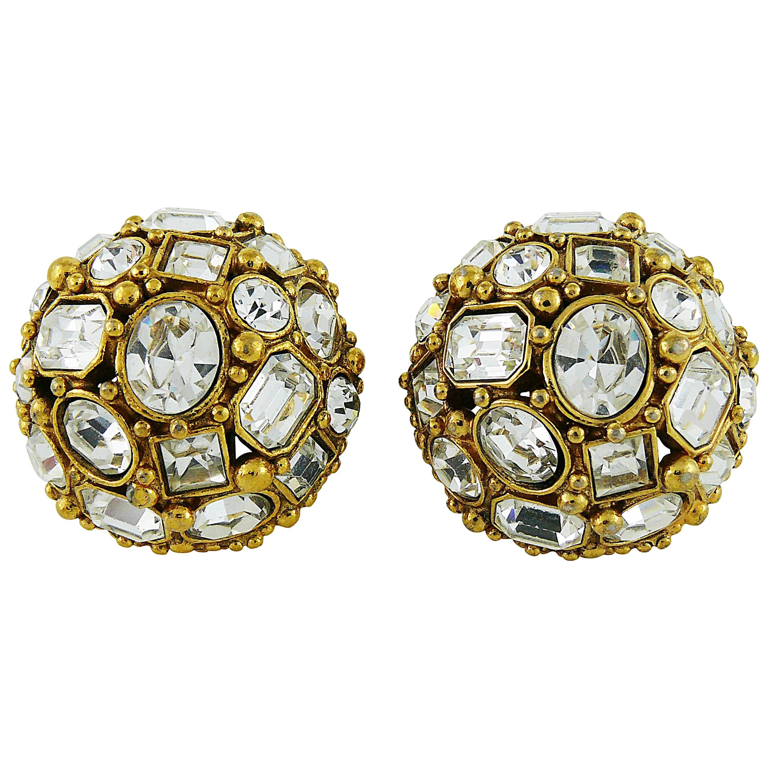 Christian Dior Vintage Opulent Domed Clip-On Earrings