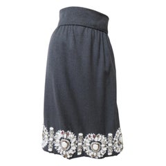 1960s Grey Skirt with Elaborate Bead Trim