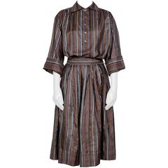 YVES SAINT LAURENT "Rive Gauche" 70's Silk Striped Set 6