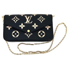 LOUIS VUITTON Crossbody Felicie Pochette Empreinte Monogramme géant beige et noir 