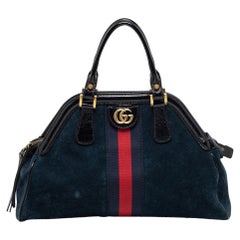 Gucci Dark Blue/Black Suede And Patent Leather Re(Belle) Satchel