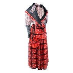 Yves Saint Laurent Printed Chiffon Skirt and Shawl Blouse - Spring Summer 1980