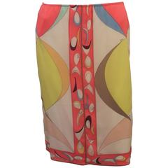 Emilio Pucci Multicolor Stretch Silk Geometric Print Skirt - 10 2