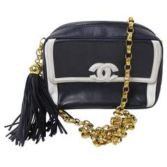 Vintage Chanel Navy and White Camera Bag