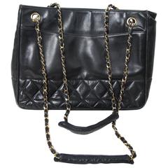 Chanel Quilted Black Leather Tote Bag