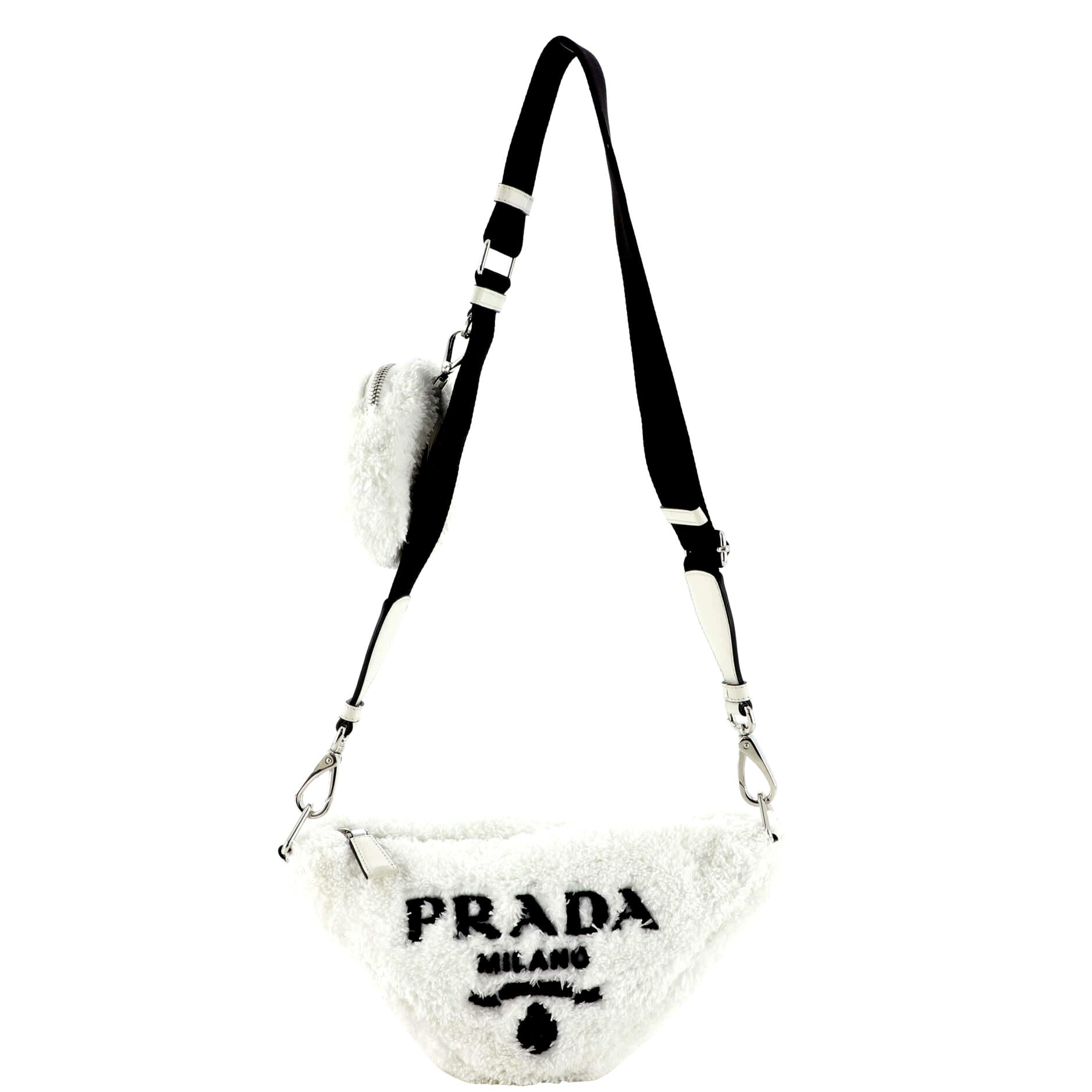 Prada Logo-Print Terry-Cloth Tote Bag - White for Women
