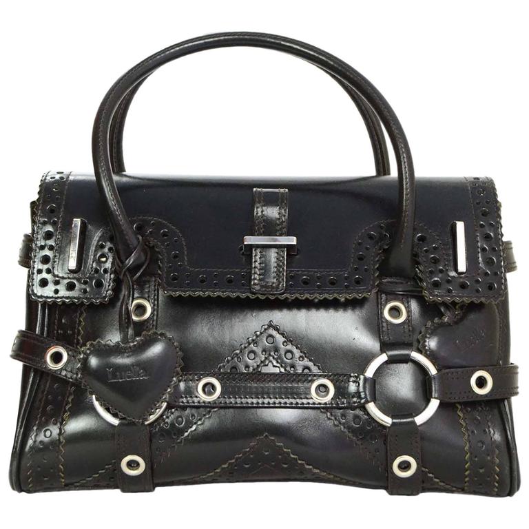 Luella Black Leather Bartley Handbag with SHW and Perforated Detail For ...
