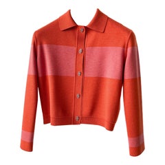 Hermes Veste "Cliquetis Finesse Multicolore" Twillaine Cardigan  Rose Boisé