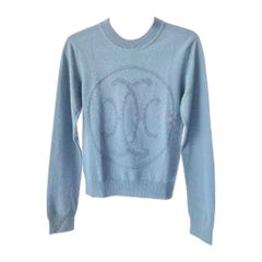Hermès "H Lift" Cashmere Sweater In Bleu Lichen, Light Blue  Size 36