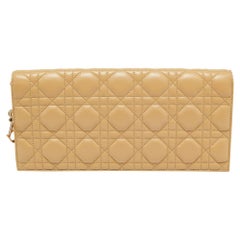 Dior Beige Cannage Quilted Leather Lady Dior Chain Clutch