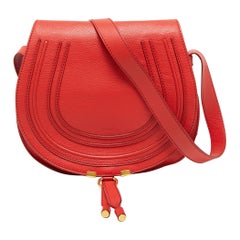 Used Chloe Red Leather Medium Marcie Crossbody Bag