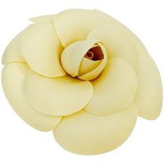 Vintage Charming Chanel Beige Silk Camellia Brooch