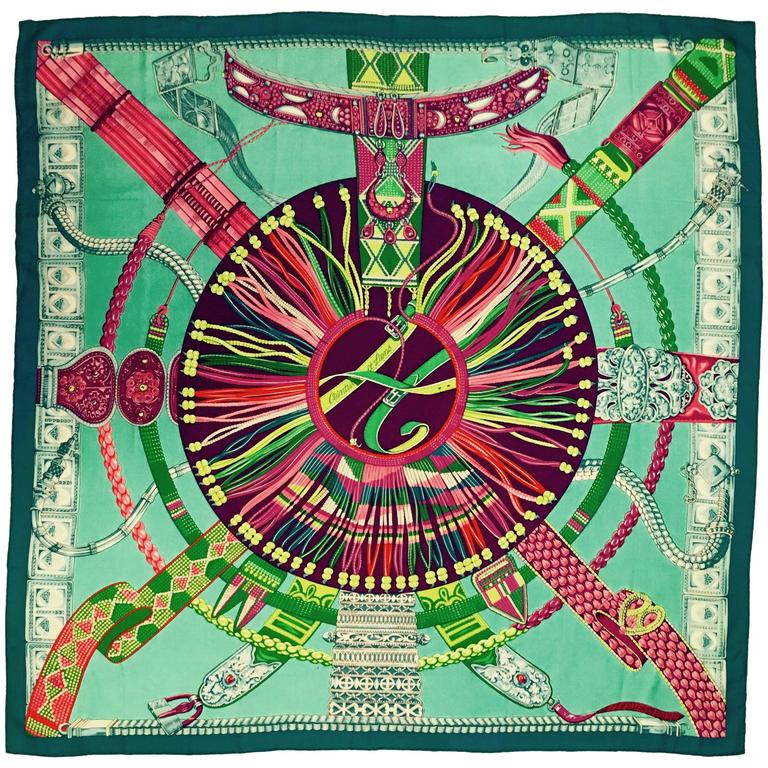 New Cashmere and Silk Hermes "Ceintures et Liens" Scarf at 1stDibs | hermes  ceintures et liens, et with scarf