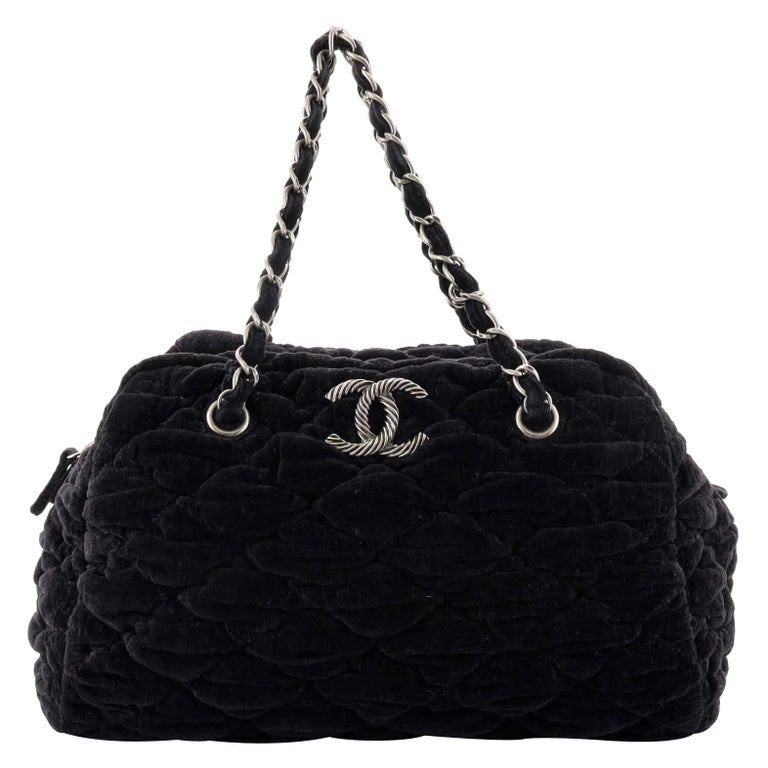 Chanel Bubble Bowler Bag Quilted Velvet Medium For Sale at 1stDibs