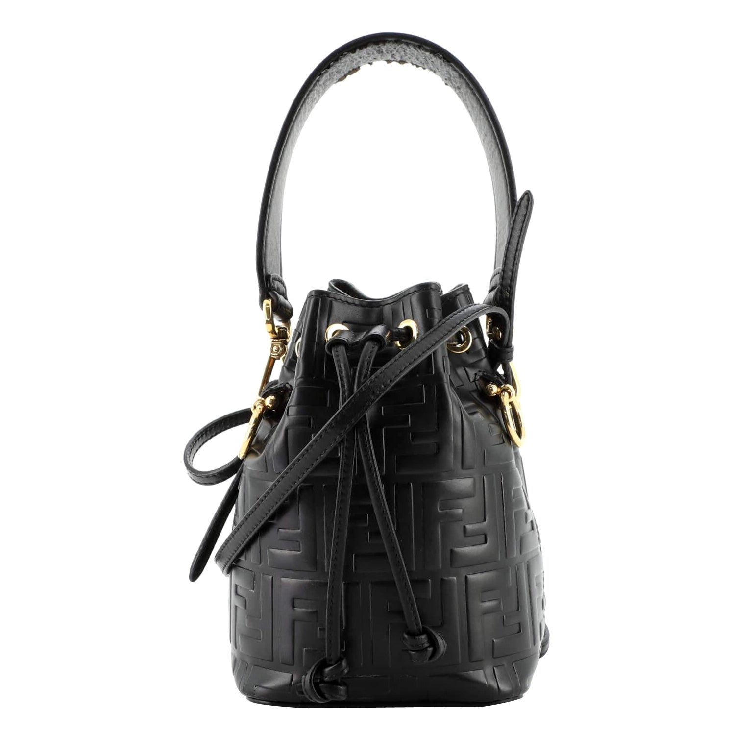 Fendi Mon Tresor Bucket Bag Zucca Embossed Leather Mini For Sale at 1stDibs