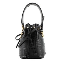 Fendi Mon Tresor Bucket Bag Zucca Embossed Leather Mini