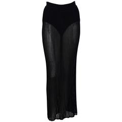 1980s ALAIA Black Knit See-Through Sexy Skirt / Attached Interior Culotte 11