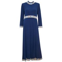 C.1970 Averardo Bessi Silk Jersey Navy Blue Dress 4