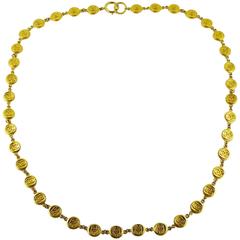 Chanel Vintage Gold Tone CC Coin Necklace