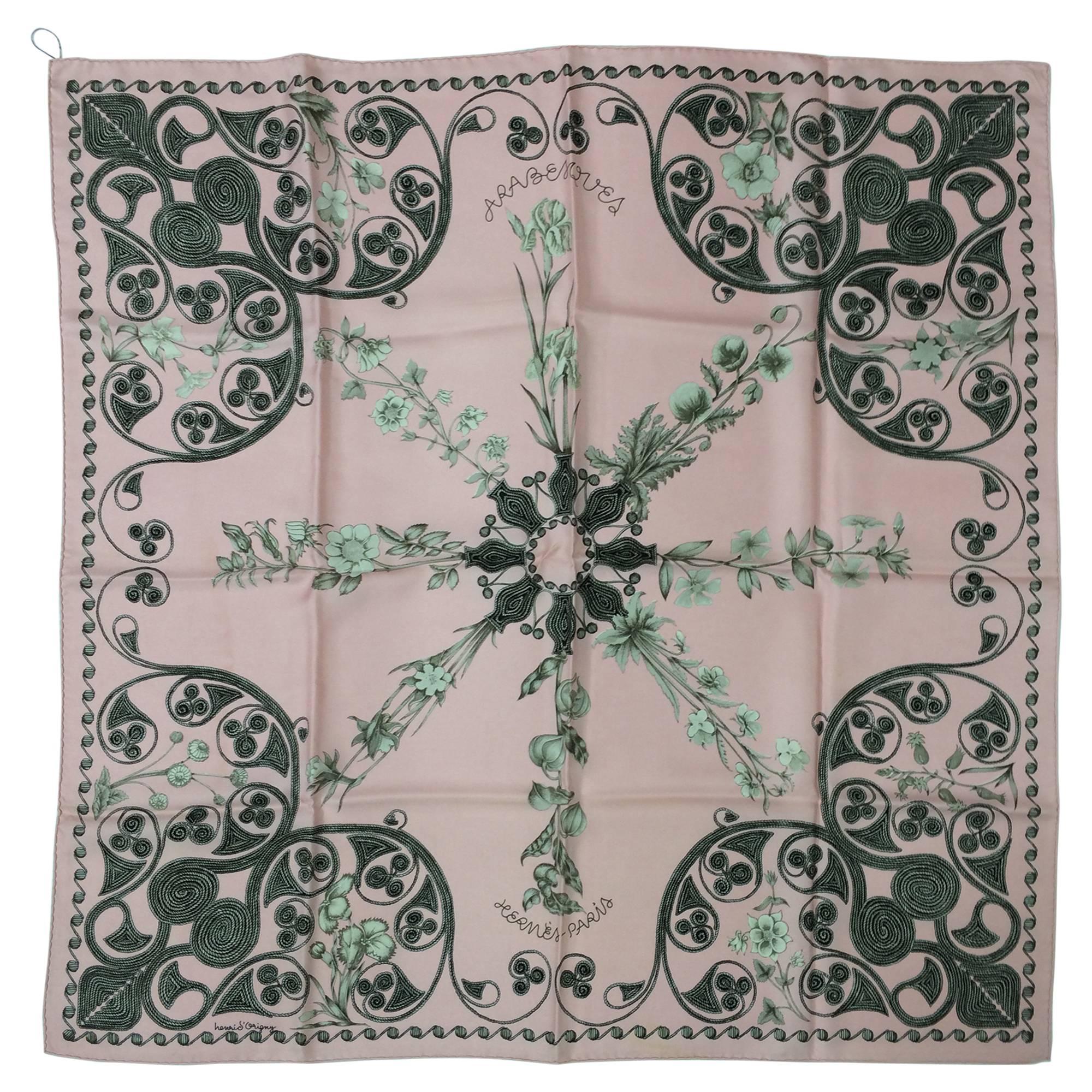 Hermes Paris silk twill scarf Arabesques Henri d'Origny 35" x 35" unworn