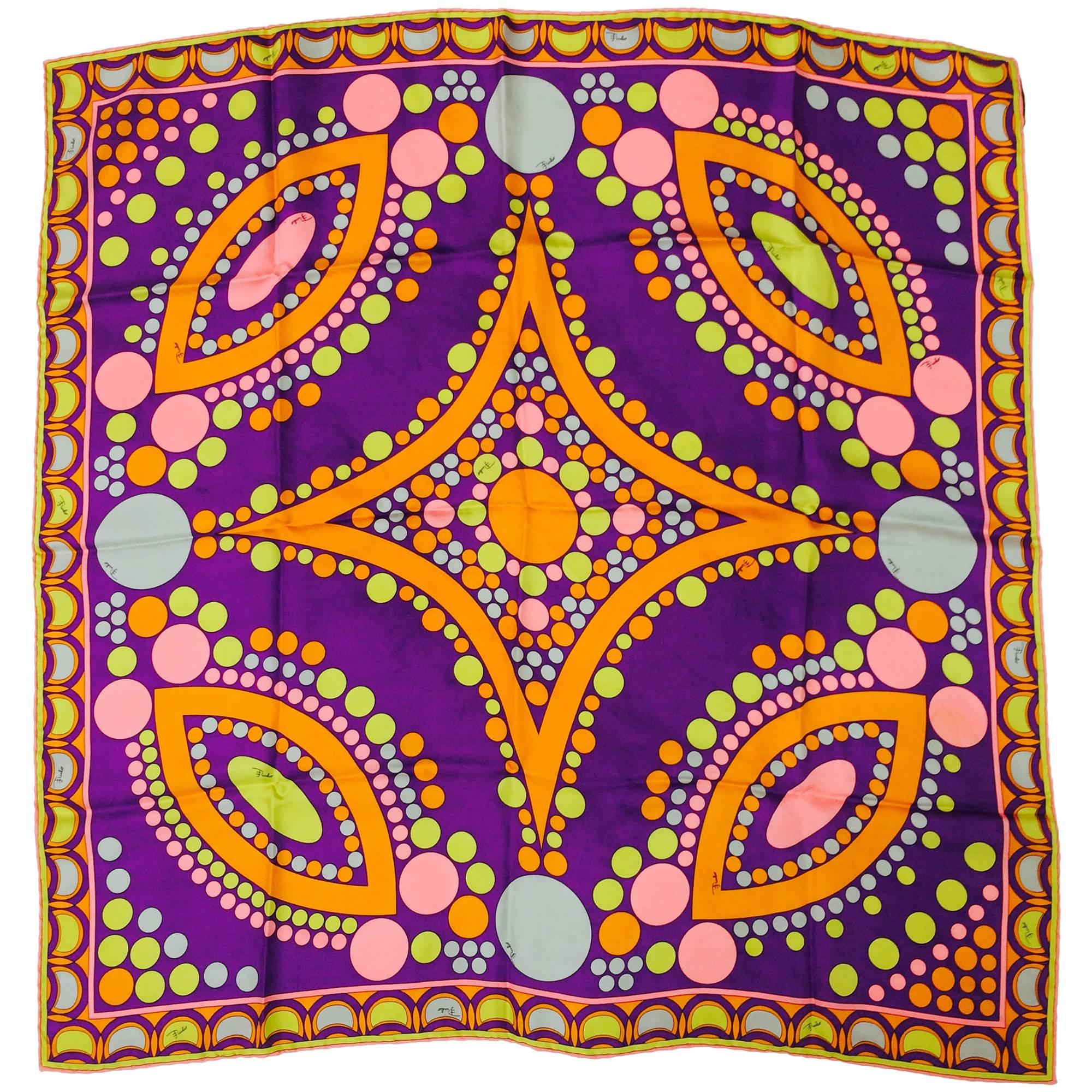 Emilio Pucci bright dots silk scarf 34" x 34"