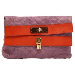 Marc Jacobs Purple Quilted Leather Lock Clutch