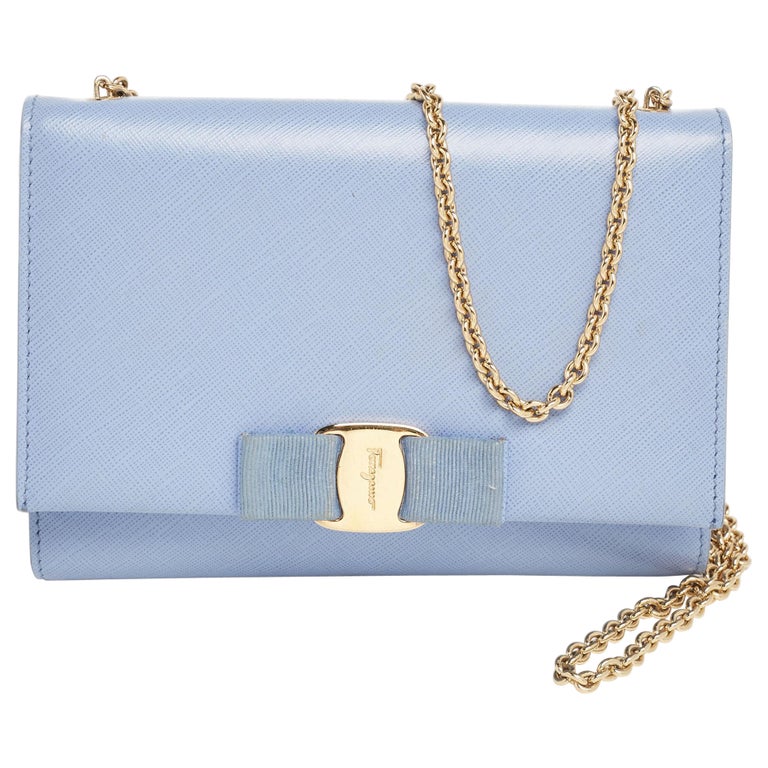 Salvatore Ferragamo Lilac Leather Ginny Chain Shoulder Bag For Sale at